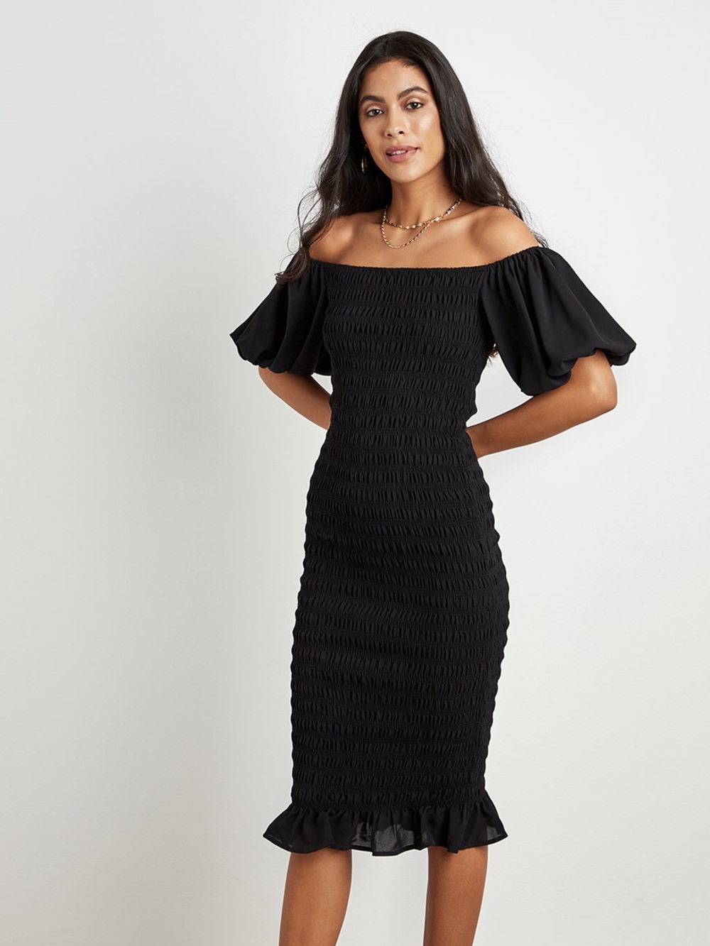 Velvi Black Midi Dress